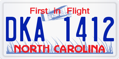 NC license plate DKA1412