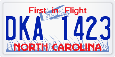 NC license plate DKA1423