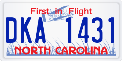 NC license plate DKA1431