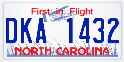NC license plate DKA1432