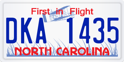 NC license plate DKA1435