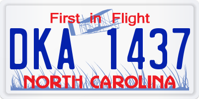NC license plate DKA1437