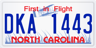 NC license plate DKA1443