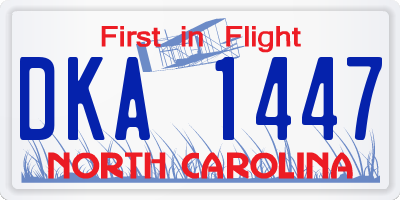 NC license plate DKA1447
