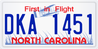 NC license plate DKA1451