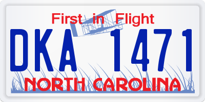 NC license plate DKA1471