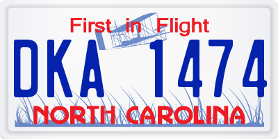 NC license plate DKA1474