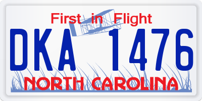 NC license plate DKA1476