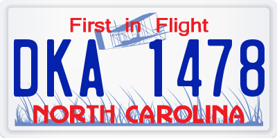 NC license plate DKA1478