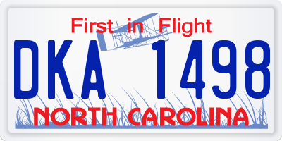 NC license plate DKA1498