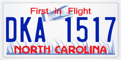 NC license plate DKA1517