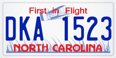 NC license plate DKA1523
