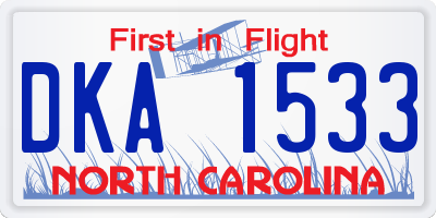 NC license plate DKA1533