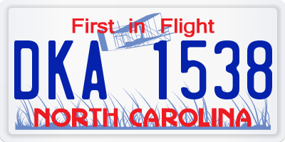 NC license plate DKA1538