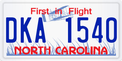 NC license plate DKA1540