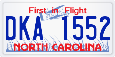 NC license plate DKA1552