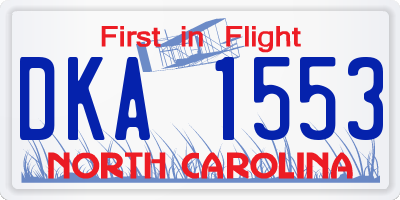 NC license plate DKA1553