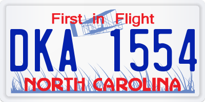 NC license plate DKA1554