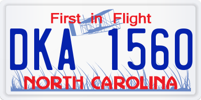 NC license plate DKA1560