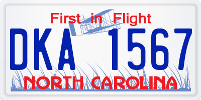 NC license plate DKA1567