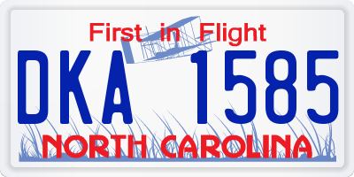 NC license plate DKA1585