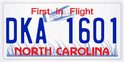 NC license plate DKA1601