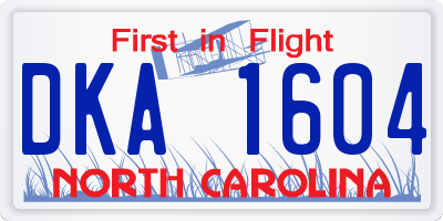 NC license plate DKA1604