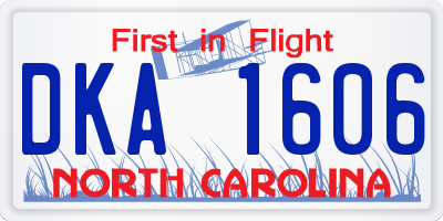 NC license plate DKA1606