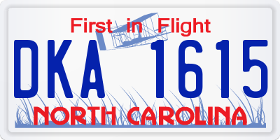 NC license plate DKA1615