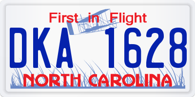 NC license plate DKA1628