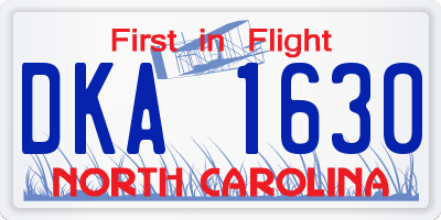 NC license plate DKA1630