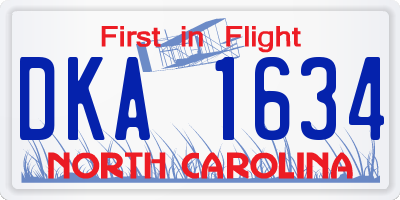 NC license plate DKA1634