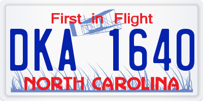 NC license plate DKA1640