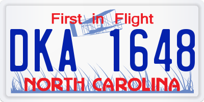 NC license plate DKA1648