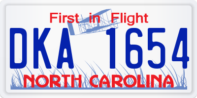 NC license plate DKA1654