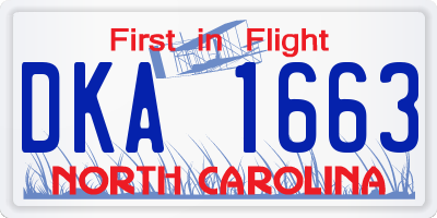NC license plate DKA1663