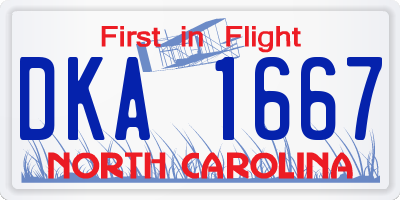 NC license plate DKA1667