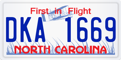 NC license plate DKA1669