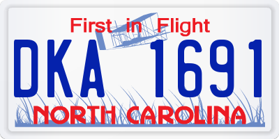 NC license plate DKA1691