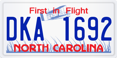 NC license plate DKA1692