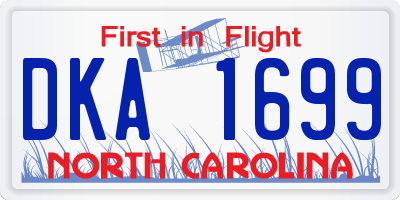 NC license plate DKA1699