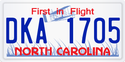 NC license plate DKA1705