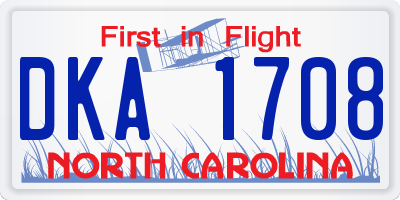 NC license plate DKA1708