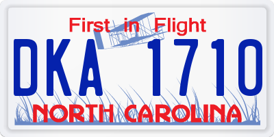NC license plate DKA1710