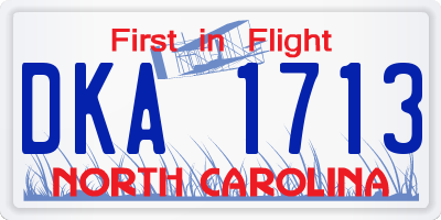 NC license plate DKA1713