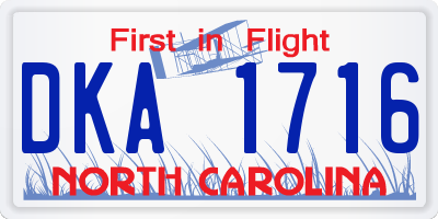 NC license plate DKA1716