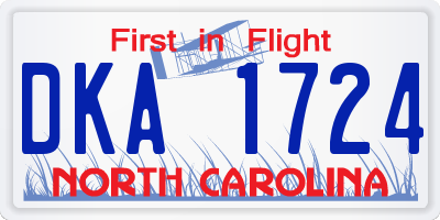 NC license plate DKA1724