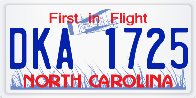 NC license plate DKA1725