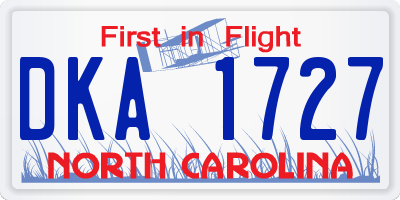NC license plate DKA1727