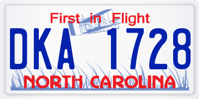 NC license plate DKA1728